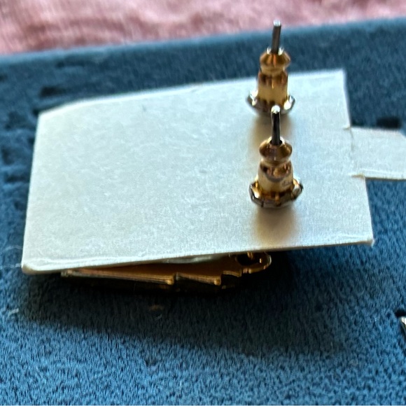 Gold Lightning Bolt Drop Earrings with Turquoise Inlay - Picture 6 of 6